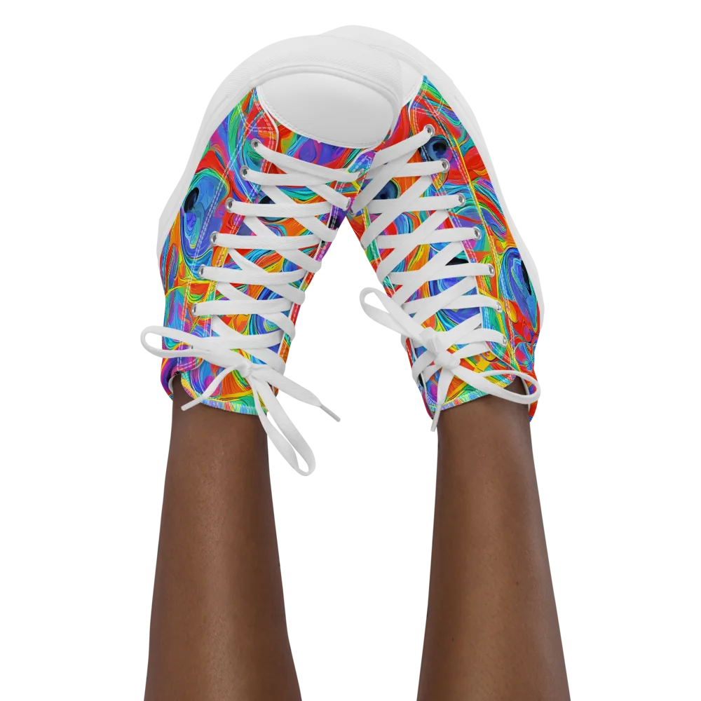 Electric Marbledream on Women's High Top Canvas Shoes — Front