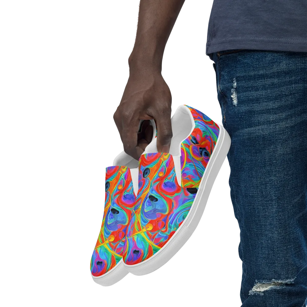 Electric Marbledream on Men's Slip-On Canvas Shoes — Left Front