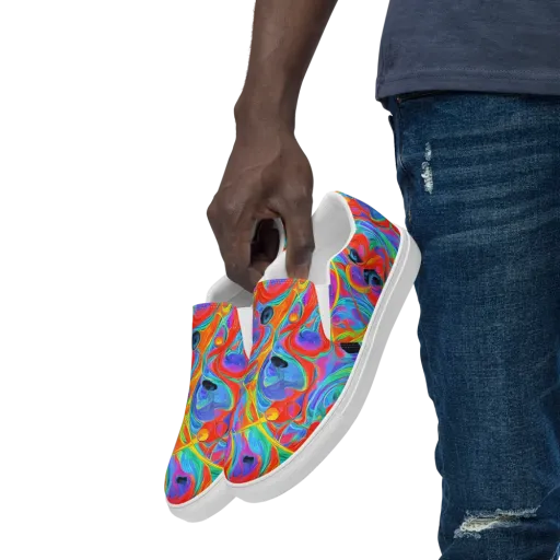 Electric Marbledream on a Men's Slip-On Canvas Shoes