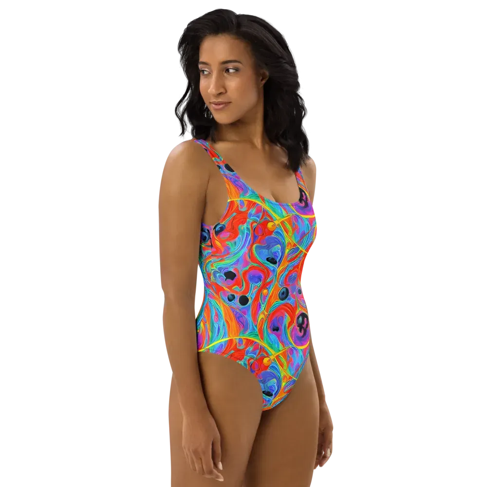 Electric Marbledream on One-Piece Swimsuit — Right