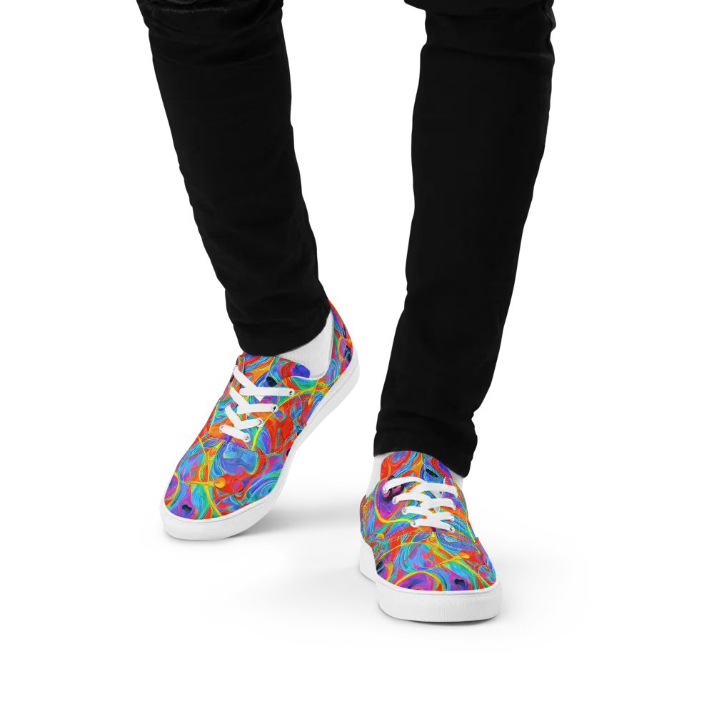 Electric Marbledream on Men's Lace-Up Canvas Shoes — Front