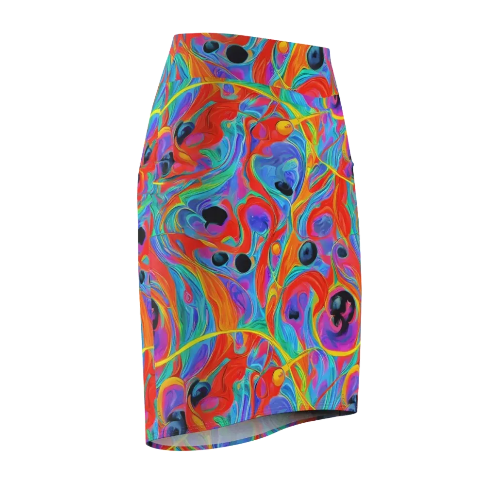 Electric Marbledream on Pencil Skirt — Front Side