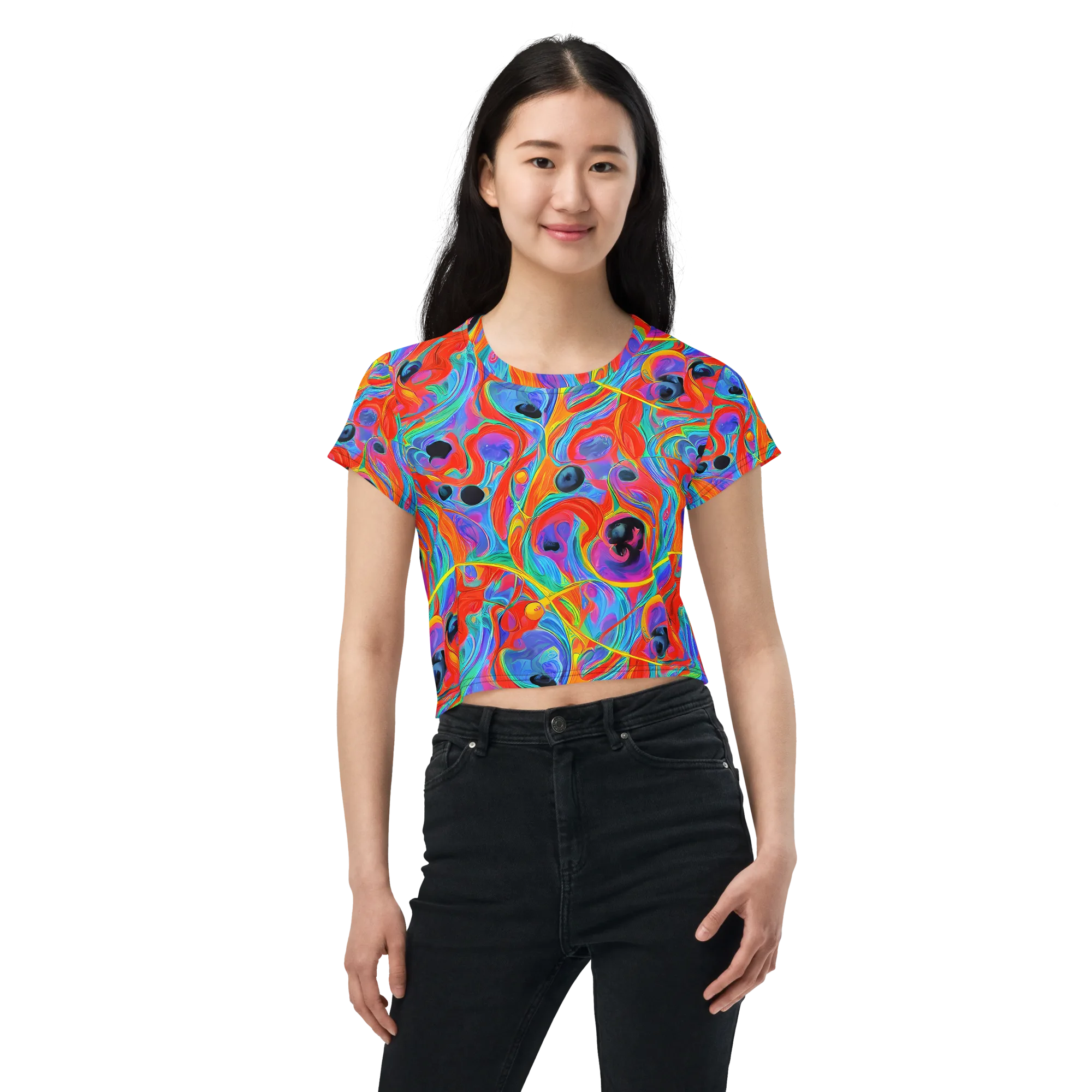 Electric Marbledream on Crop Tee — Front