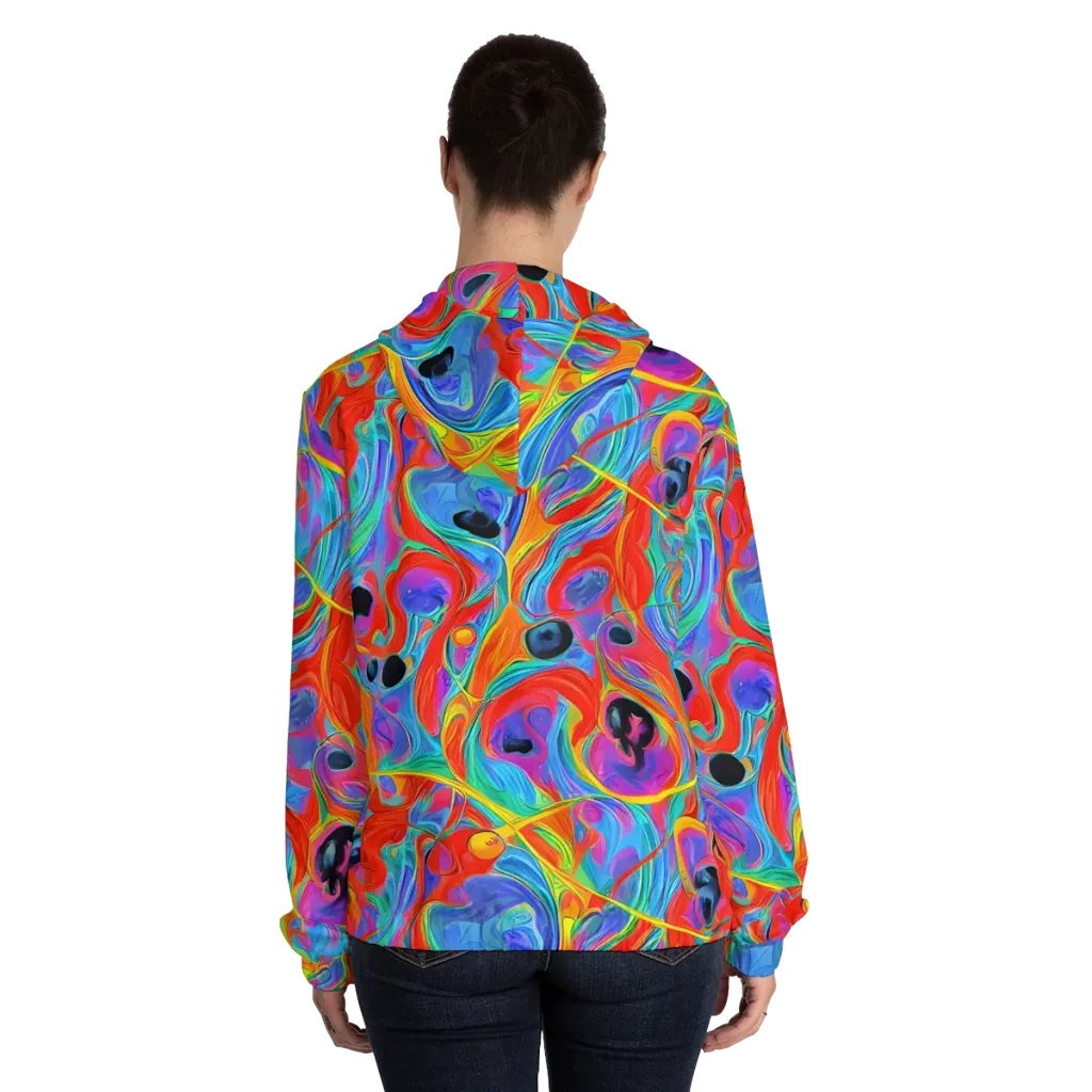 Electric Marbledream on Women's Full-Zip Hoodie — Back On Person