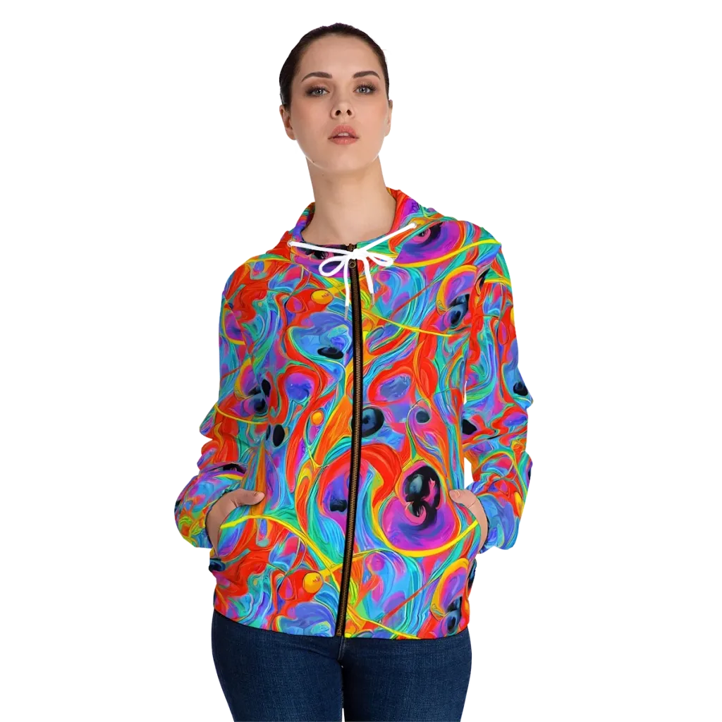 Electric Marbledream on Women's Full-Zip Hoodie — Front On Person