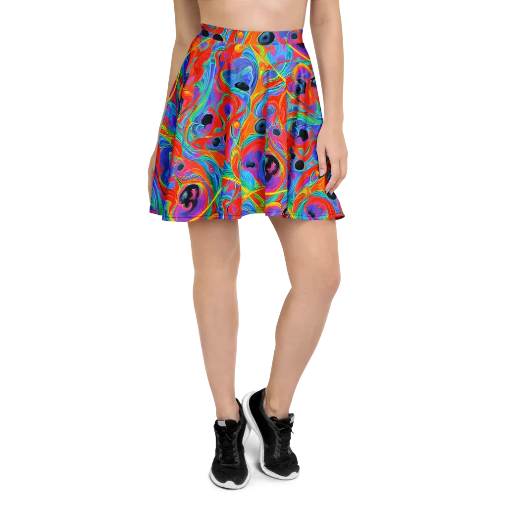 Electric Marbledream on Skater Skirt — Front