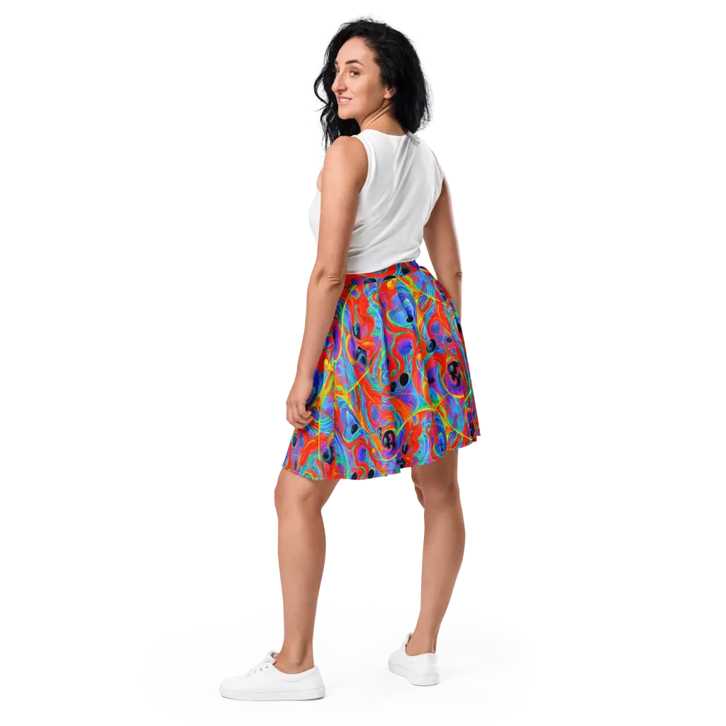 Electric Marbledream on Skater Skirt — Back