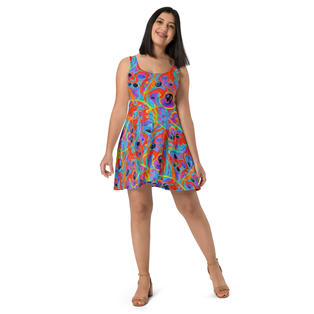 Electric Marbledream on Skater Dress — Front