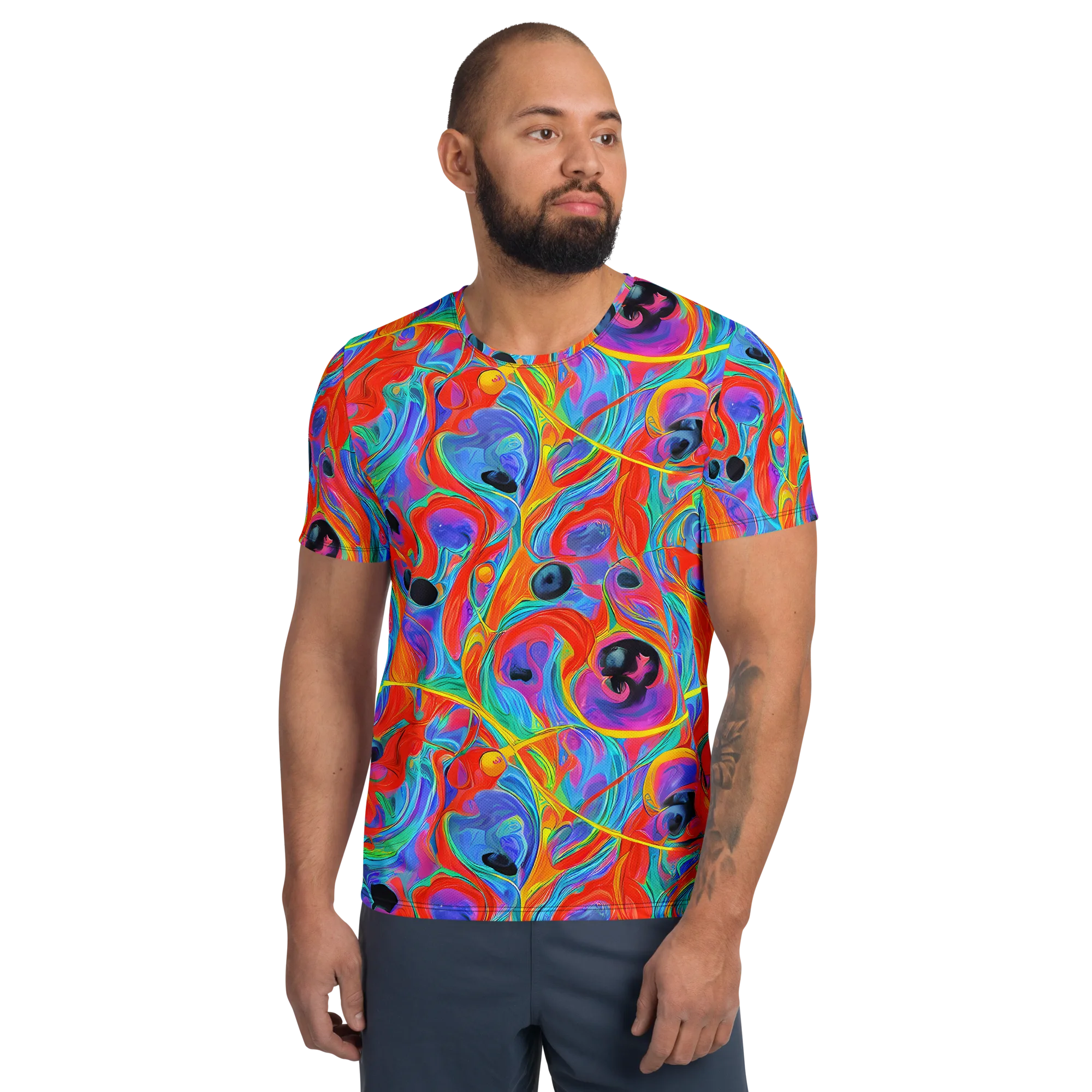 Electric Marbledream on Men's Athletic T-Shirt — Front
