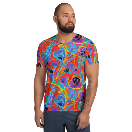 Electric Marbledream on a Men's Athletic T-Shirt