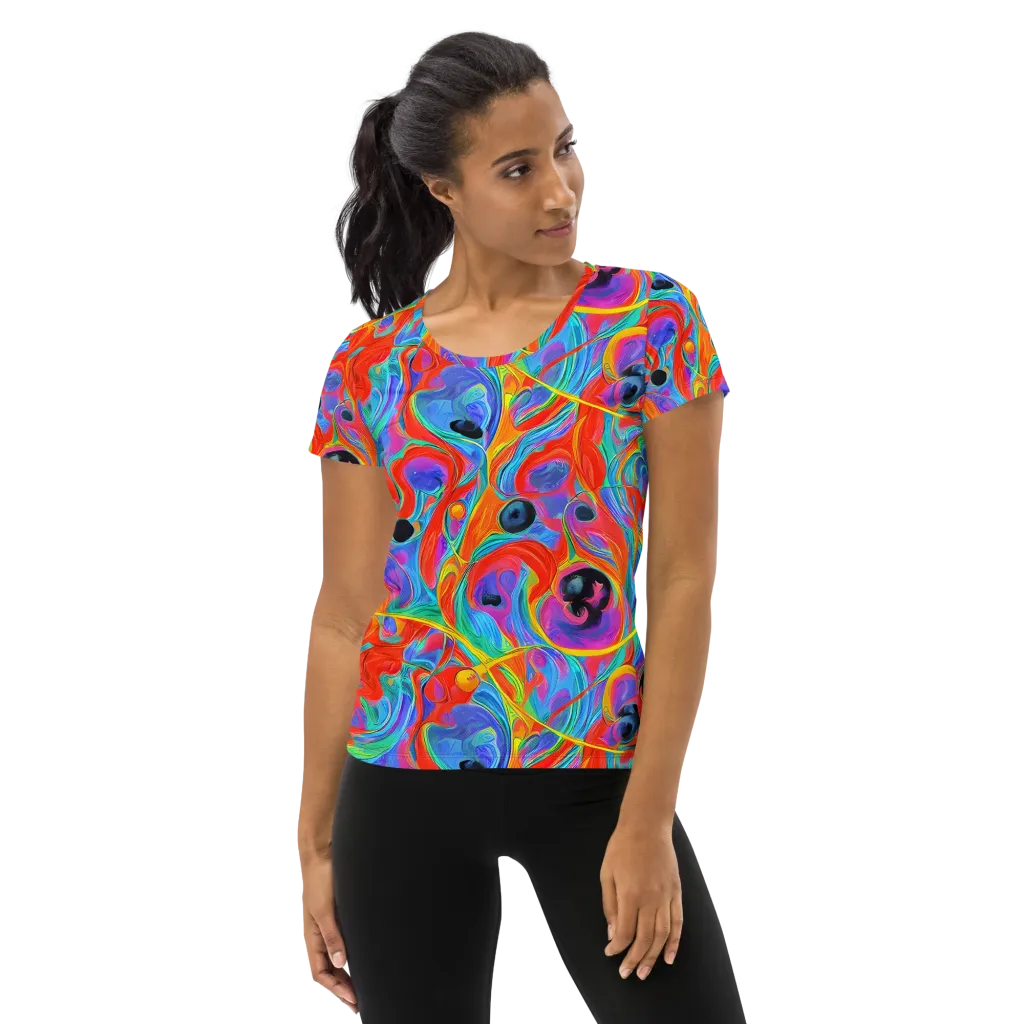 Electric Marbledream on Women's Athletic T-Shirt — Front