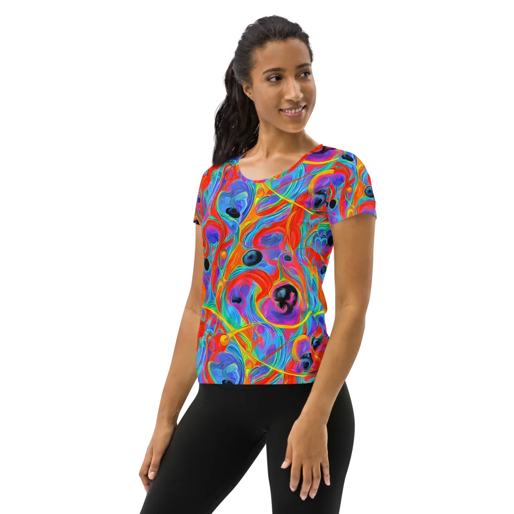 Electric Marbledream on Women's Athletic T-Shirt — Left
