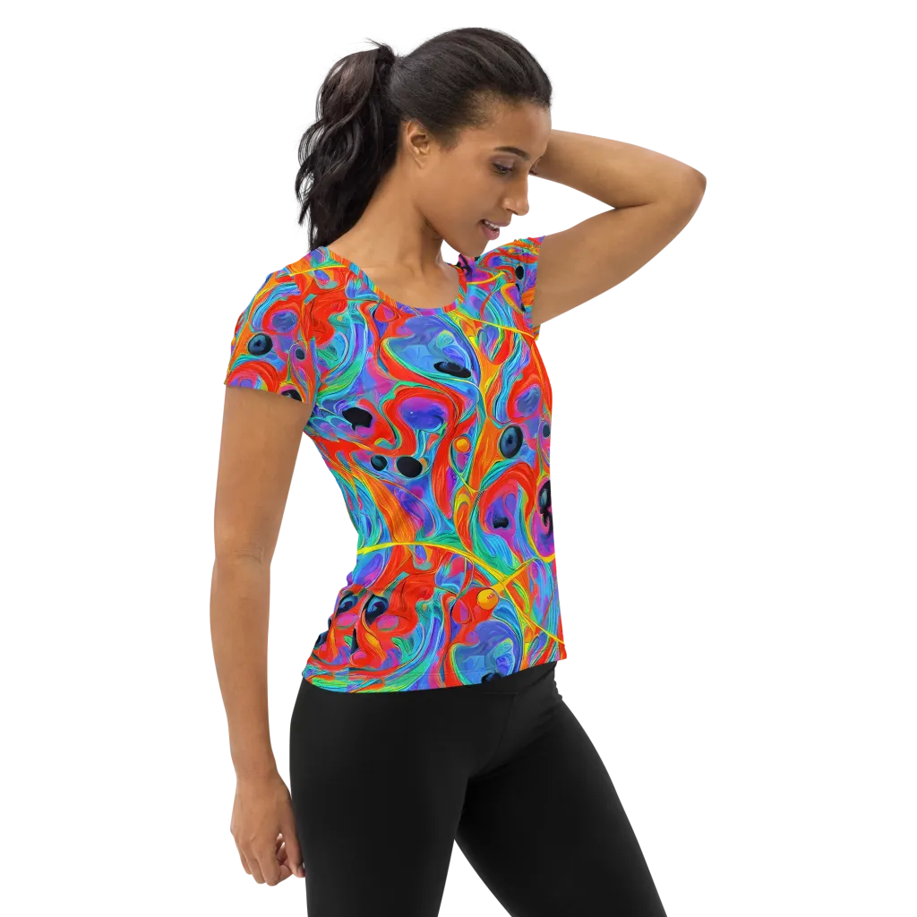 Electric Marbledream on Women's Athletic T-Shirt — Right