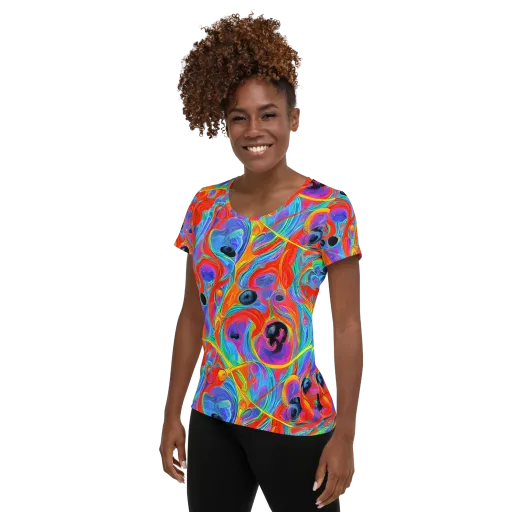 Electric Marbledream on a Women's Athletic T-Shirt