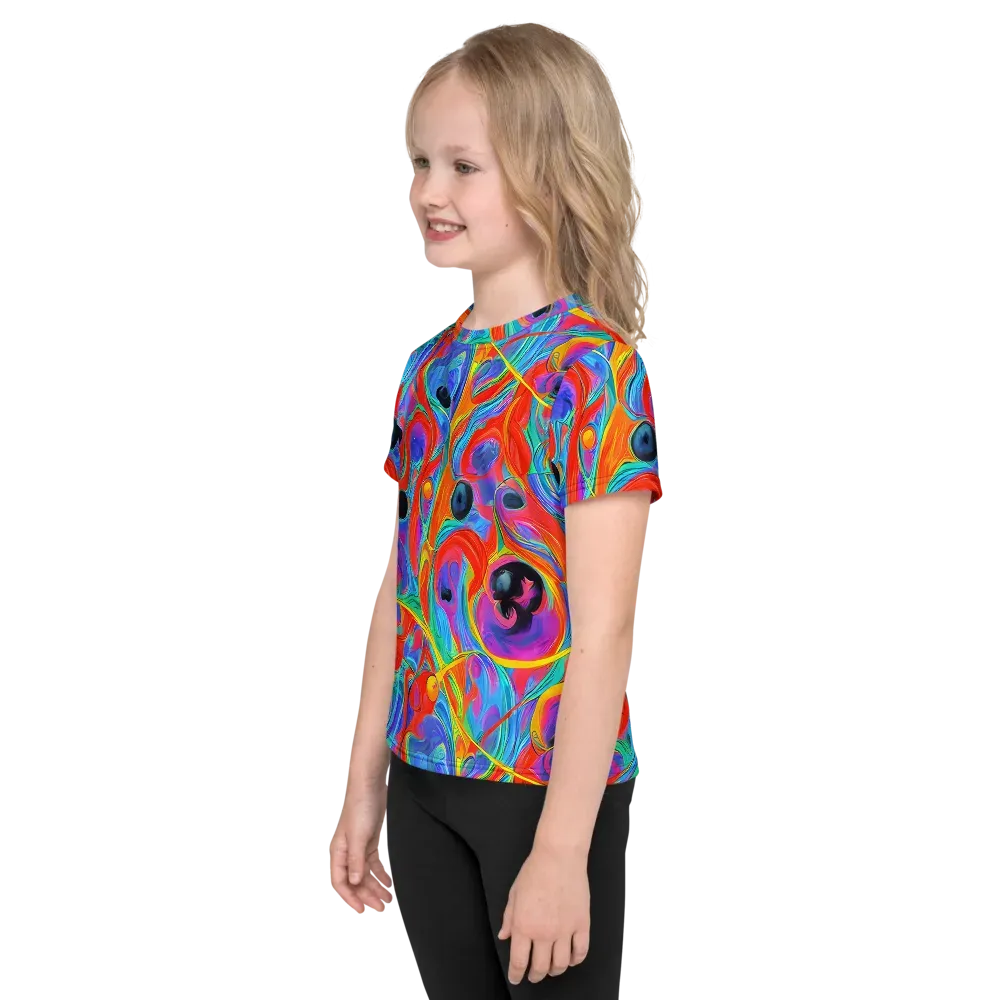 Electric Marbledream on Kids Crew Neck T-Shirt — Left