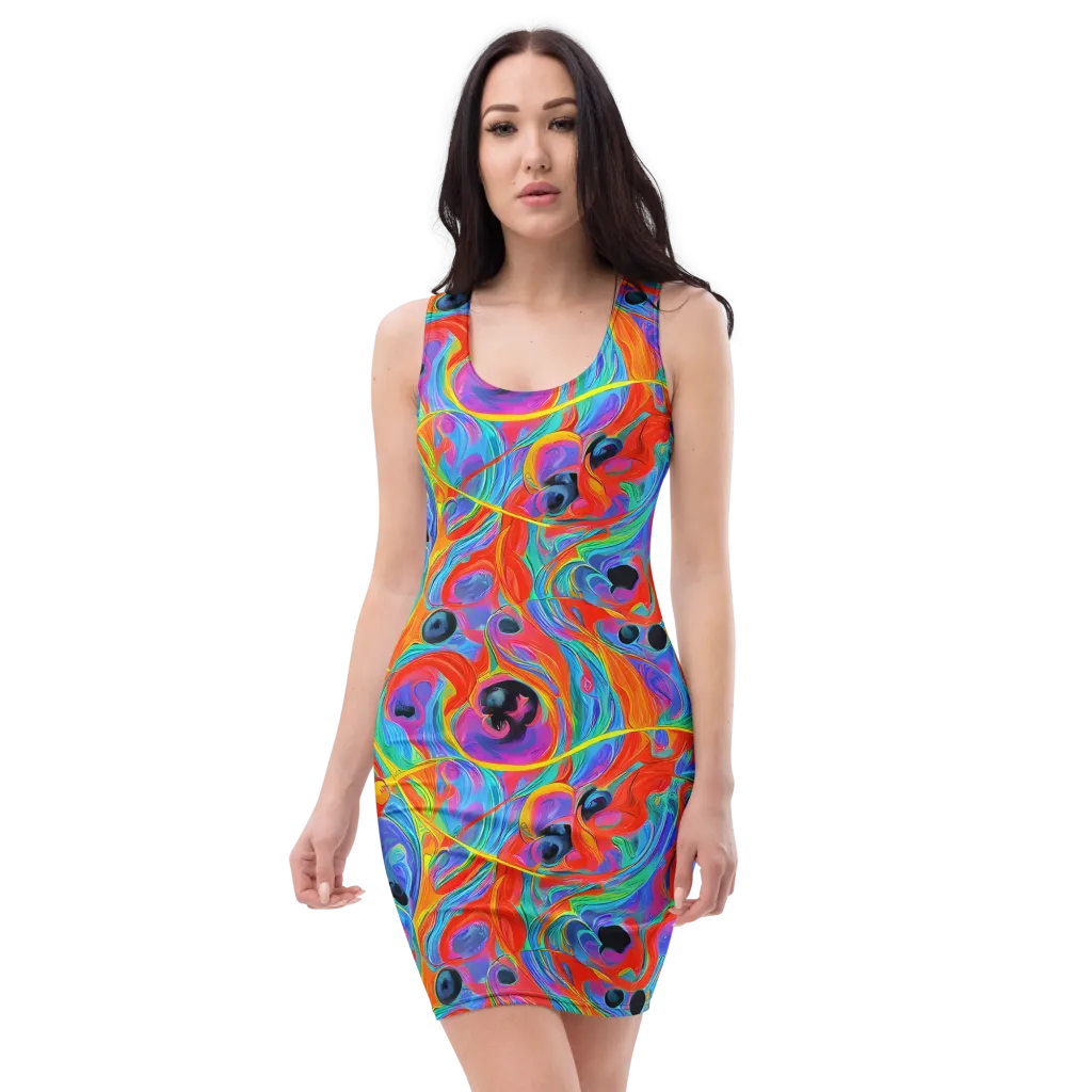 Electric Marbledream on Bodycon Dress — Front