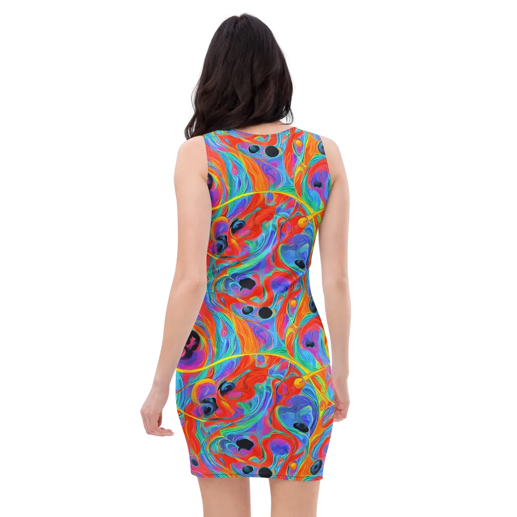 Electric Marbledream on Bodycon Dress — Back