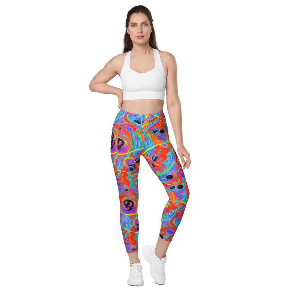 Electric Marbledream on Leggings with Pockets — Front