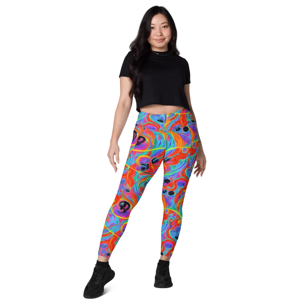 Electric Marbledream on Leggings with Pockets — Front