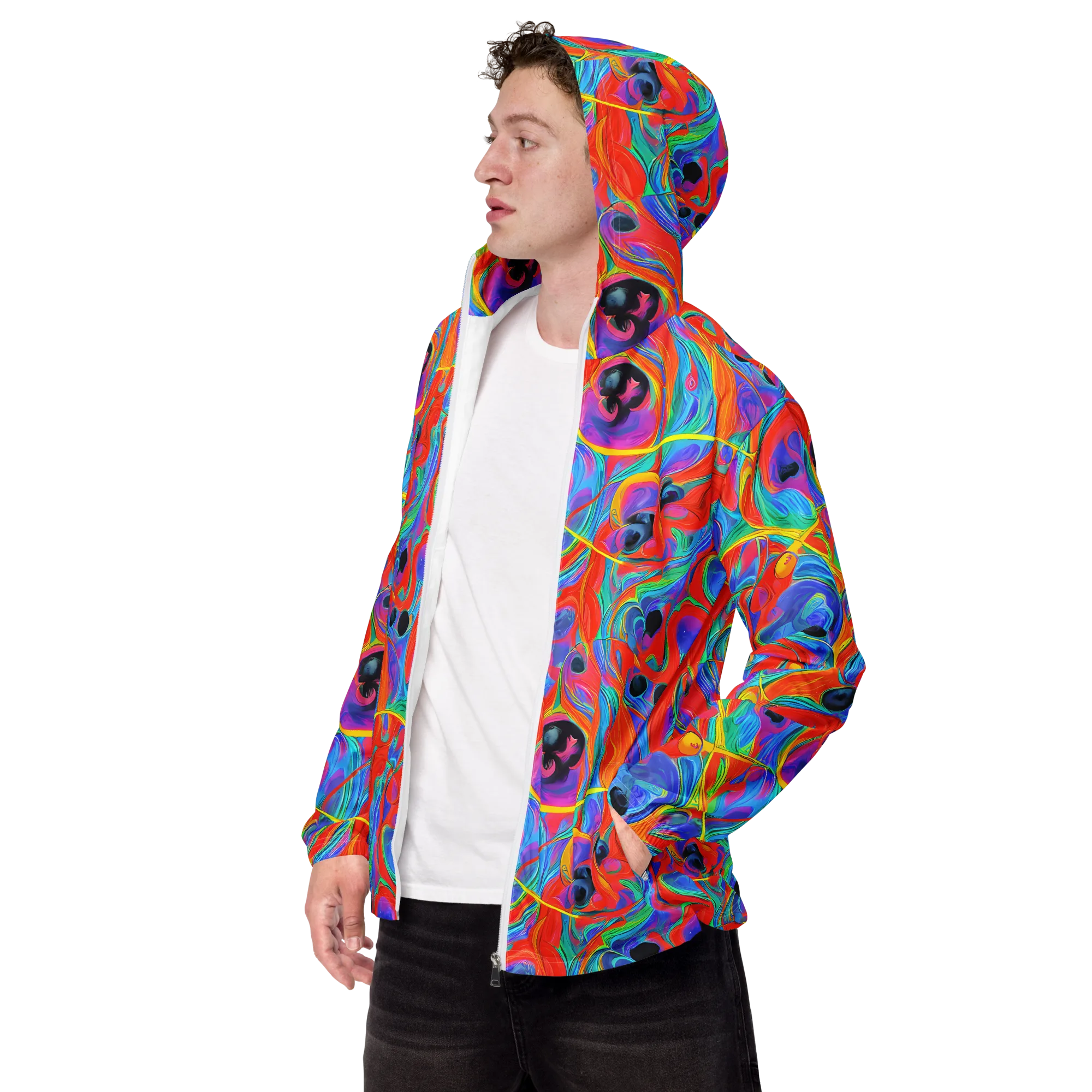 Electric Marbledream on Men's Windbreaker — Left Front