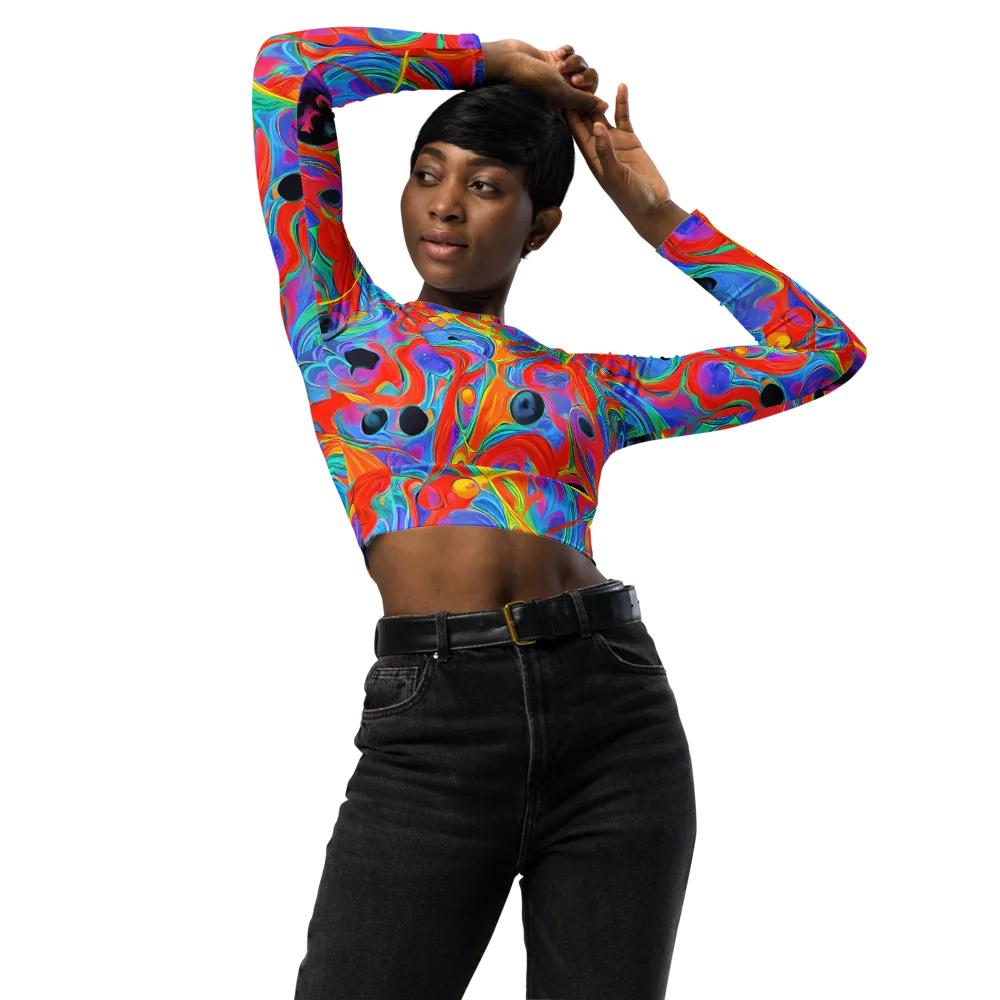 Electric Marbledream on Long Sleeve Crop Top — Front