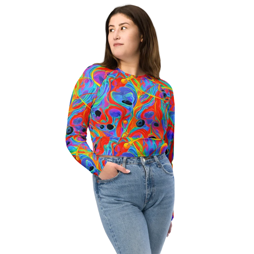 Electric Marbledream on Long Sleeve Crop Top — Front
