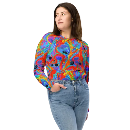 Electric Marbledream on a Long Sleeve Crop Top