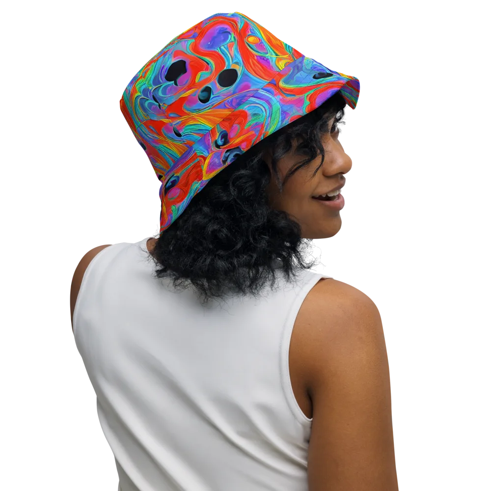 Electric Marbledream on Reversible Bucket Hat — Right Outside