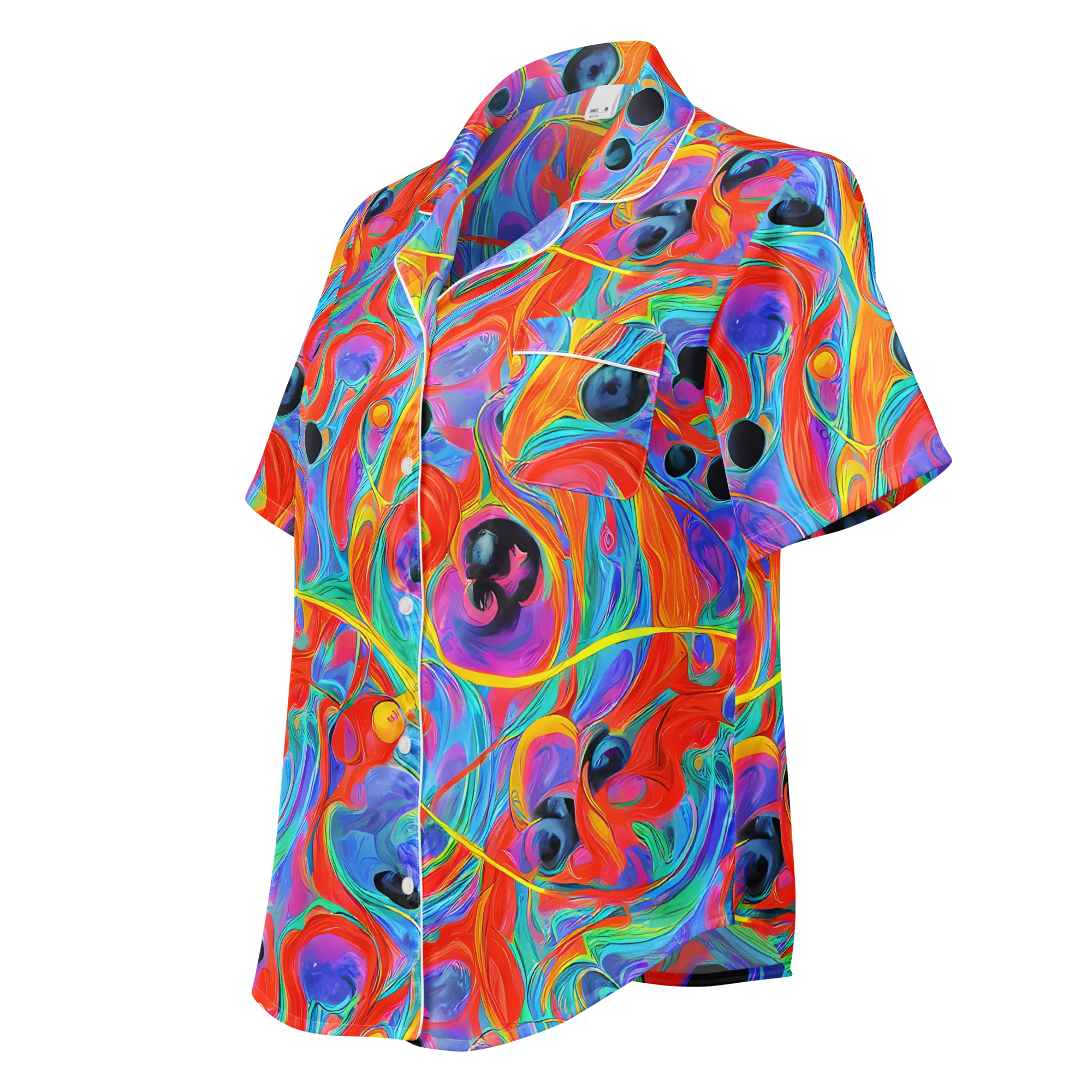 Electric Marbledream on Women's Short Sleeve Pajama Top — Left Front