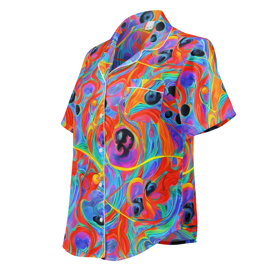 Electric Marbledream on Women's Short Sleeve Pajama Top — Left Front