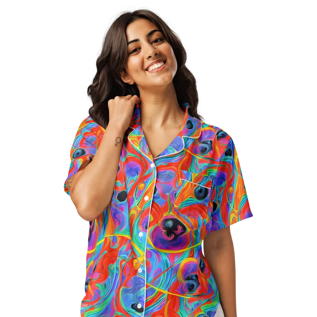 Electric Marbledream on Women's Short Sleeve Pajama Top — Front