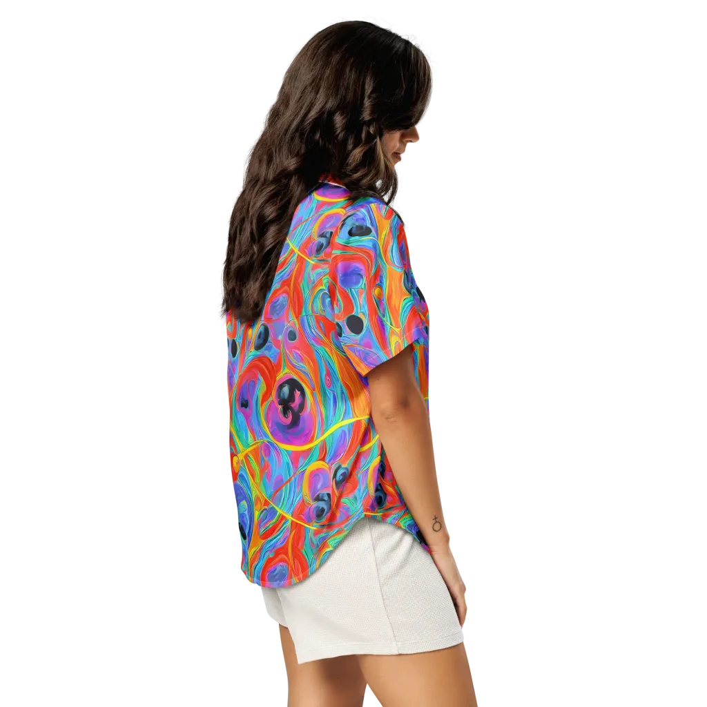 Electric Marbledream on Women's Short Sleeve Pajama Top — Right Back