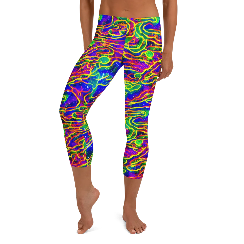 Neon Bioluminescence on Capri Leggings — Front