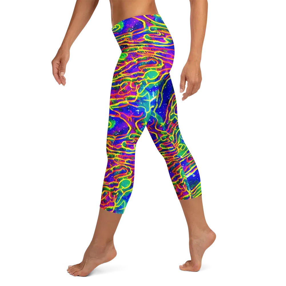Neon Bioluminescence on Capri Leggings — Left