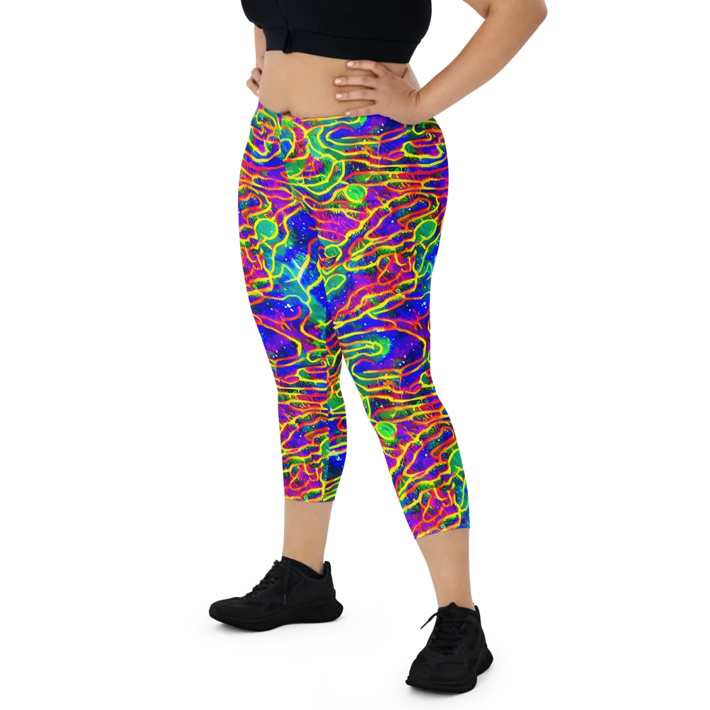 Neon Bioluminescence on Capri Leggings — Front