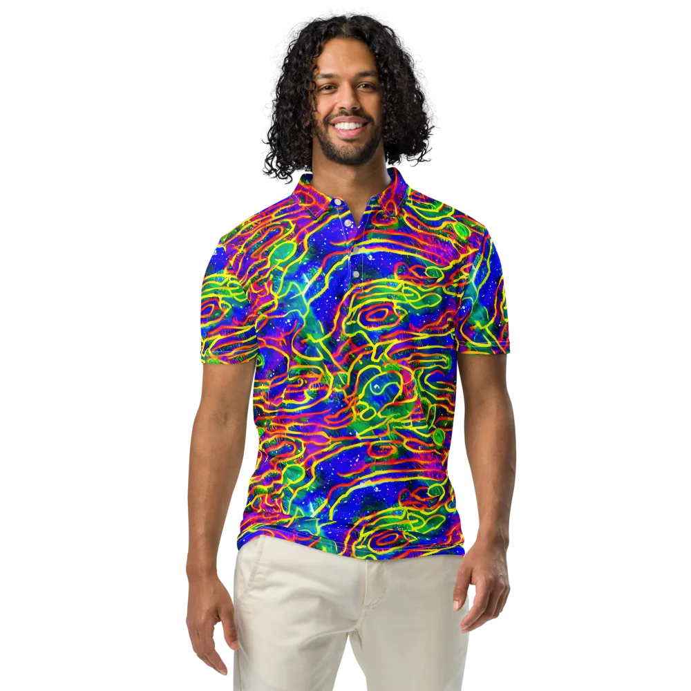 Neon Bioluminescence on Men's Slim Fit Polo Shirt — Front