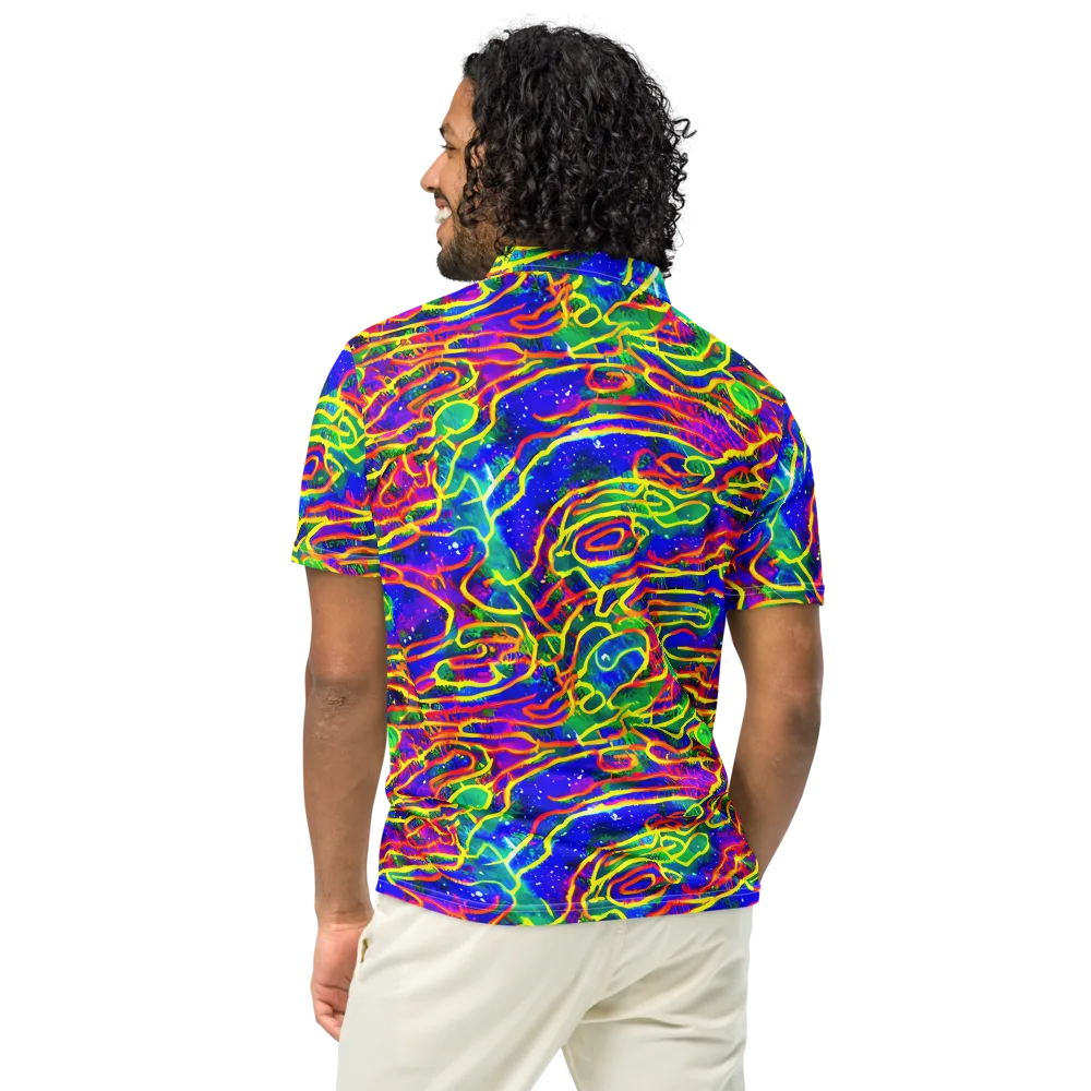 Neon Bioluminescence on Men's Slim Fit Polo Shirt — Back