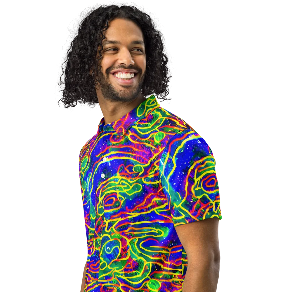 Neon Bioluminescence on Men's Slim Fit Polo Shirt — Left Front