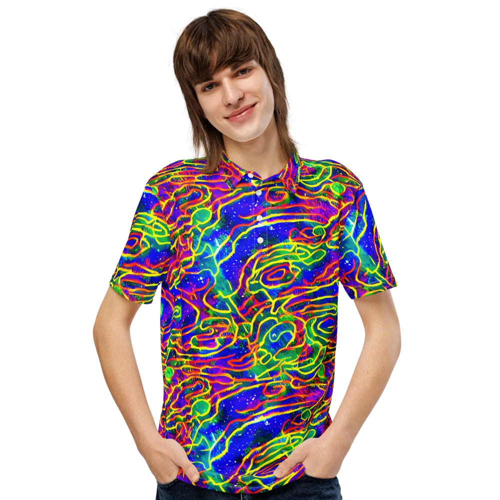 Neon Bioluminescence on Men's Slim Fit Polo Shirt — Front