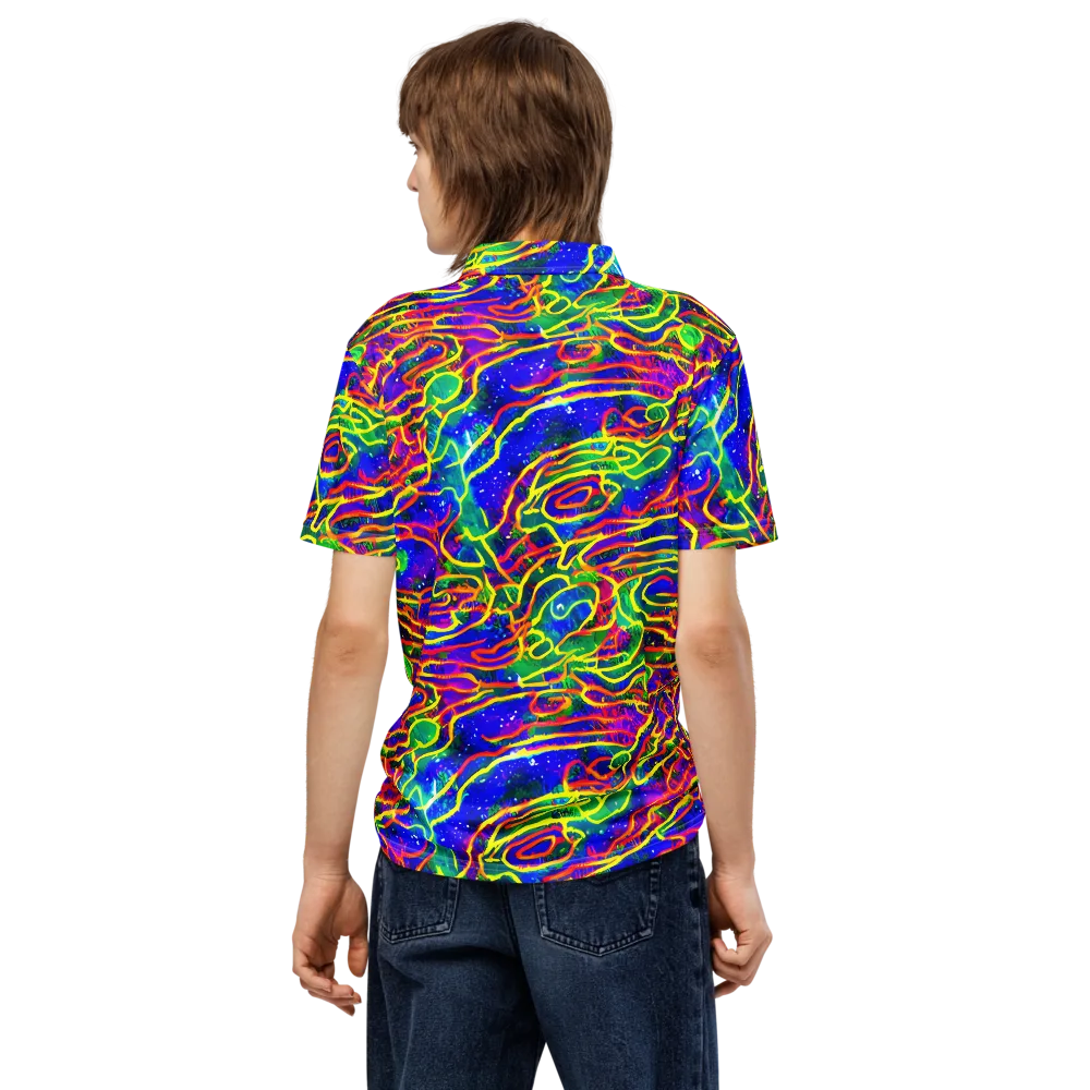 Neon Bioluminescence on Men's Slim Fit Polo Shirt — Back