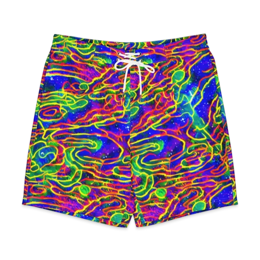 Neon Bioluminescence on a Men's Board Shorts