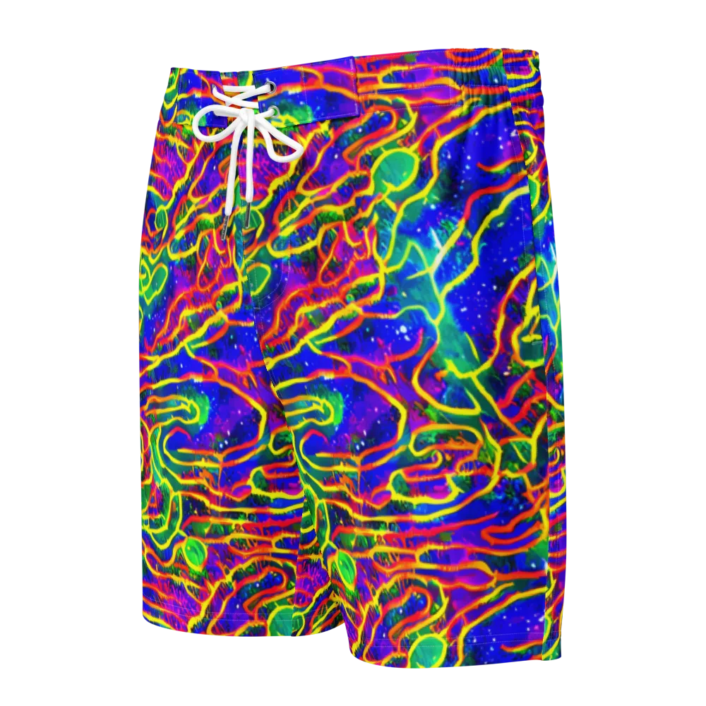 Neon Bioluminescence on Men's Board Shorts — Front