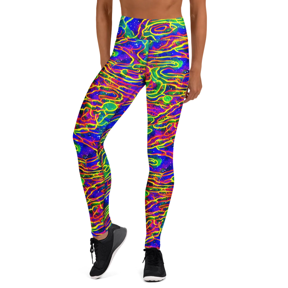 Neon Bioluminescence on Yoga Leggings — Front