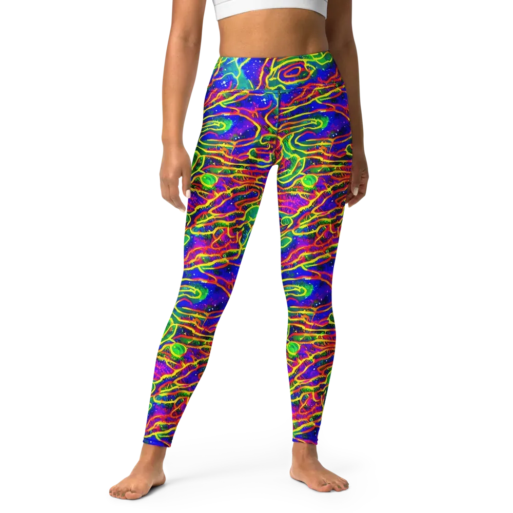 Neon Bioluminescence on Yoga Leggings — Front