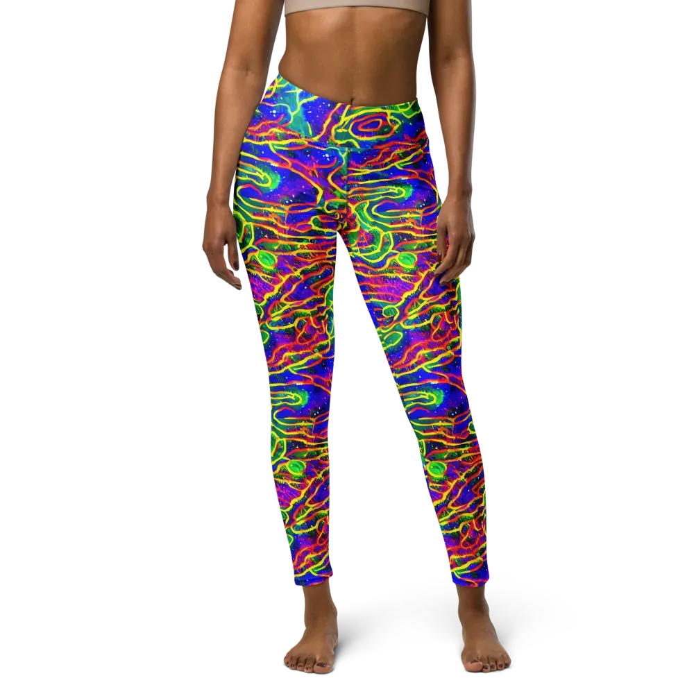 Neon Bioluminescence on Yoga Leggings — Front