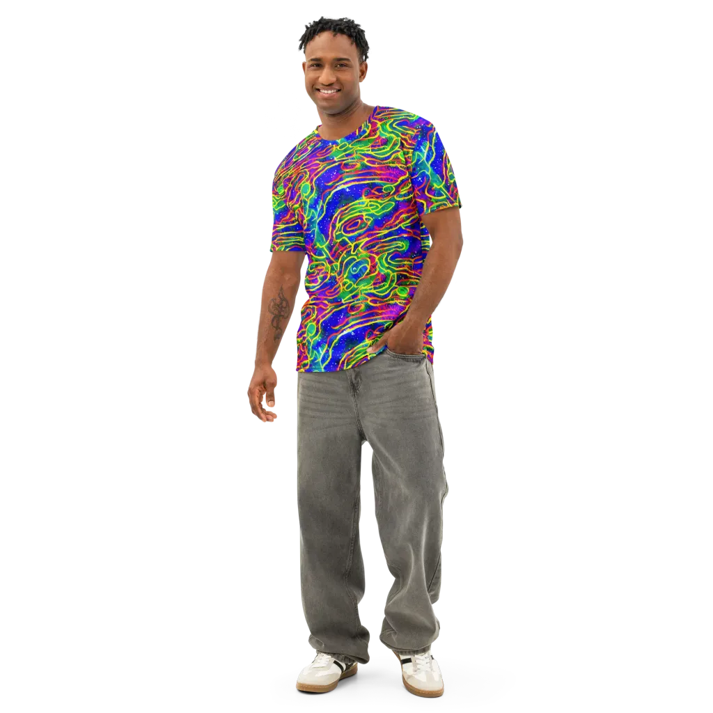 Neon Bioluminescence on Men's Cotton Crew Neck T-Shirt — Front