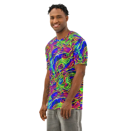 Neon Bioluminescence on a Men's Cotton Crew Neck T-Shirt