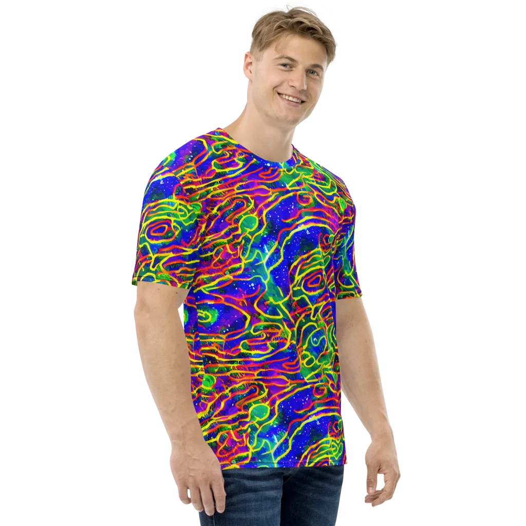 Neon Bioluminescence on Men's Crew Neck T-Shirt — Right