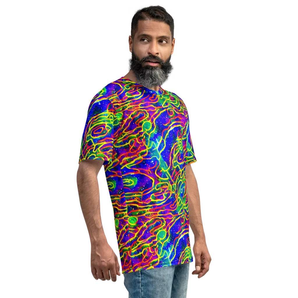 Neon Bioluminescence on Men's Crew Neck T-Shirt — Right