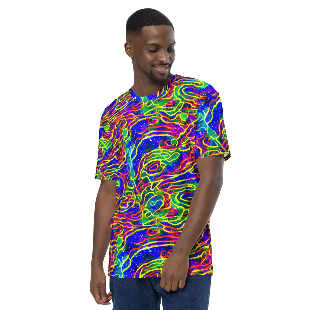 Neon Bioluminescence on Men's Crew Neck T-Shirt — Left